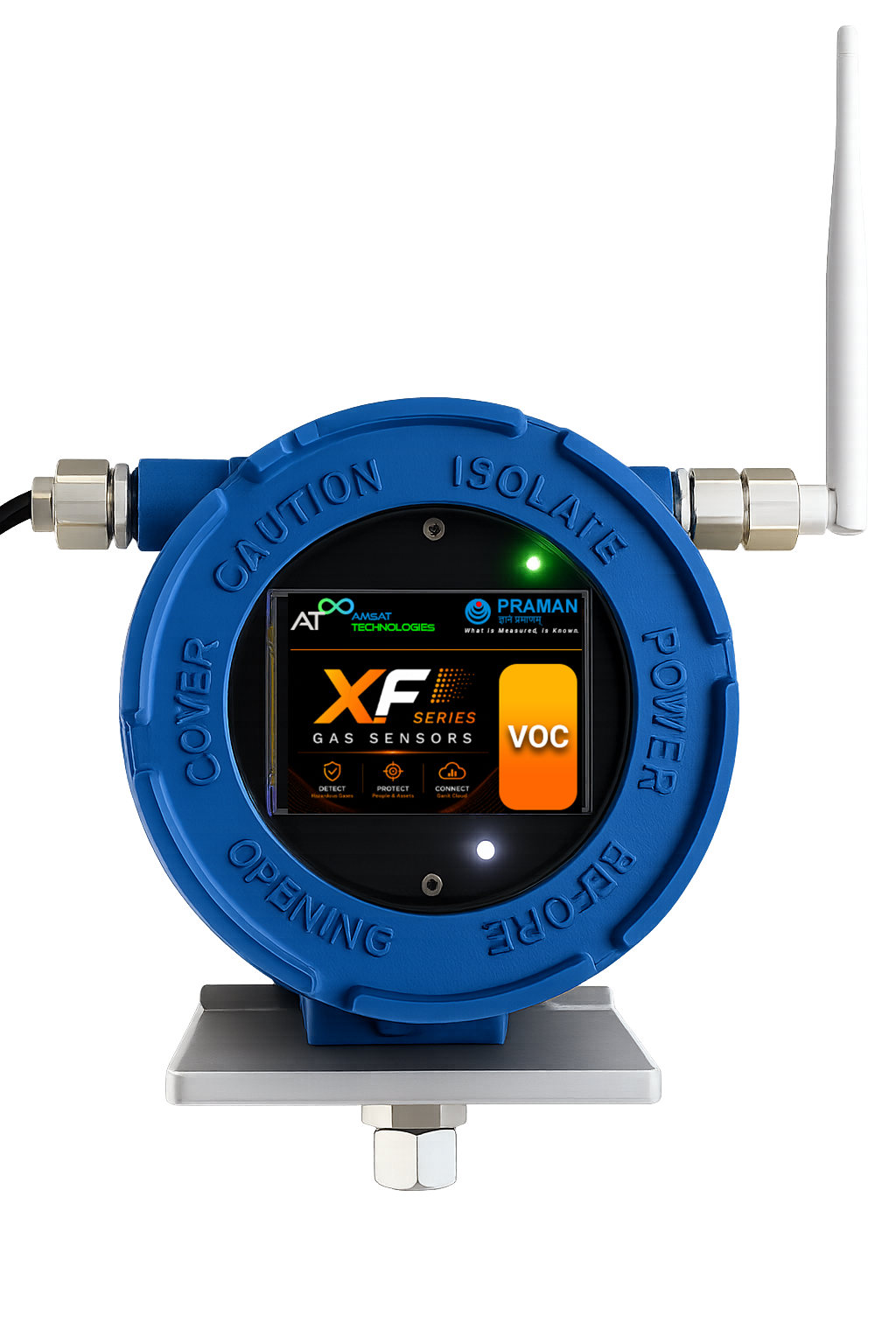 PRAMAN XF Series gas sensor — fixed detector for hazardous gases with local display and GANIT Cloud connectivity.